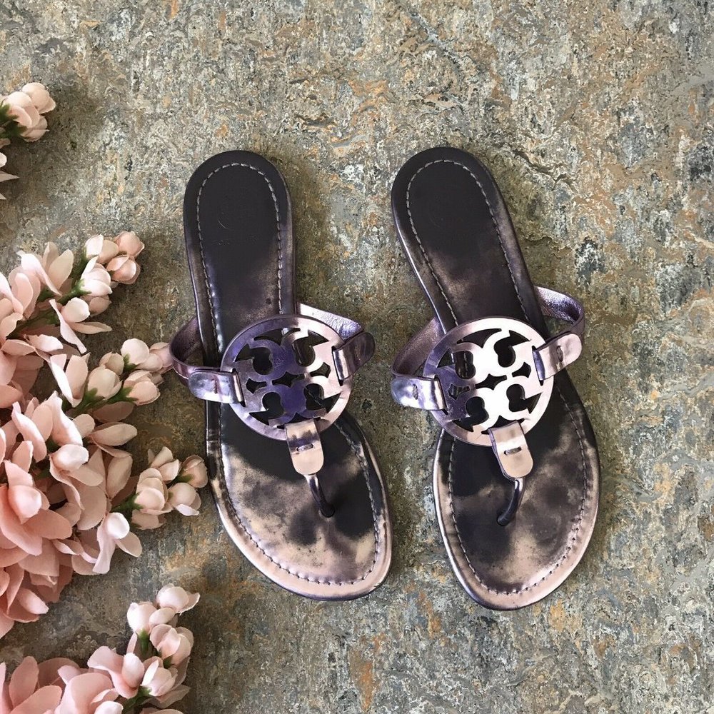 Tory Burch Miller Sandals Rose Gold Shoes - Picture 3 of 6